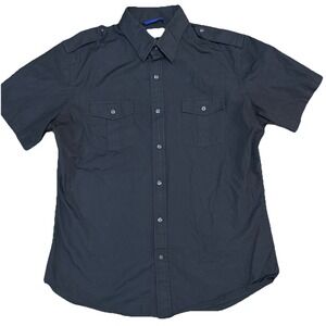 Teddy Stratford Shirt Mens Size 4 Black Casual Button Up Short Sleeve